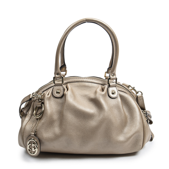 Gucci Sukey Boston in Metallic Pink Grained Leather
